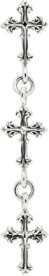Emanuele Bicocchi Sterling Silver Cross Drop Single Earring In Silver
