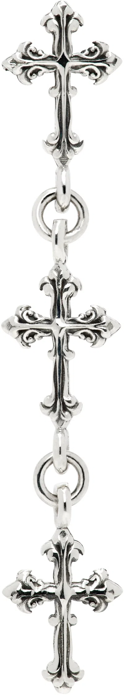 Emanuele Bicocchi Sterling Silver Cross Drop Single Earring In White