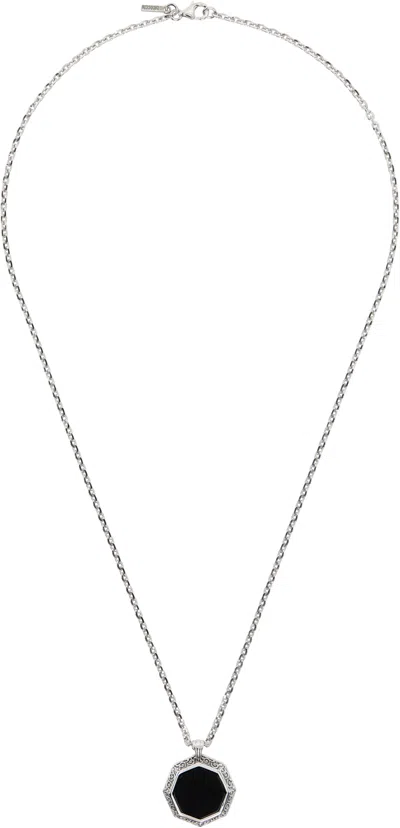 Emanuele Bicocchi Octagon Onyx Necklace In Silver