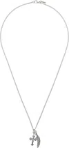 Emanuele Bicocchi Feather And Cross Necklace In Silver