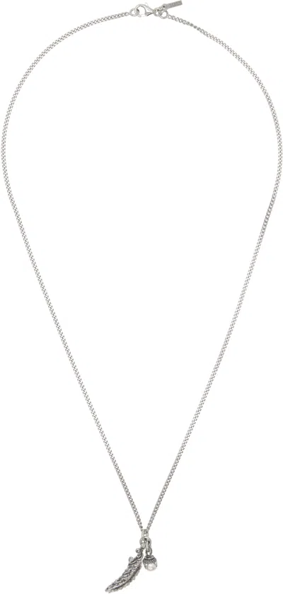 Emanuele Bicocchi Silver Piuma & Pearl Necklace