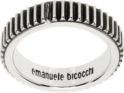 Emanuele Bicocchi Silver Striped Band Ring