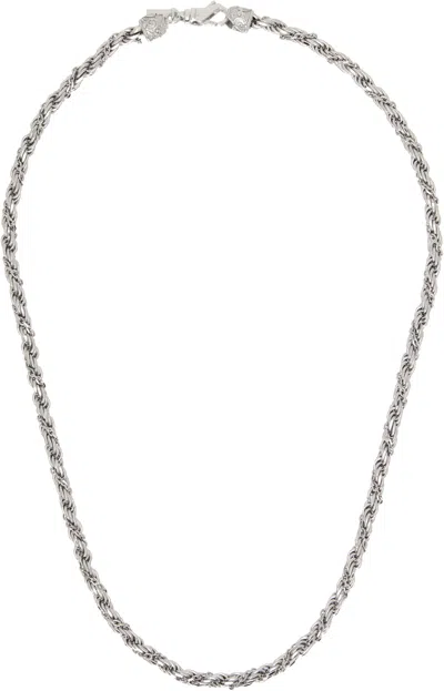 Emanuele Bicocchi Silver Wrapped Rope Chain Necklace In Metallic