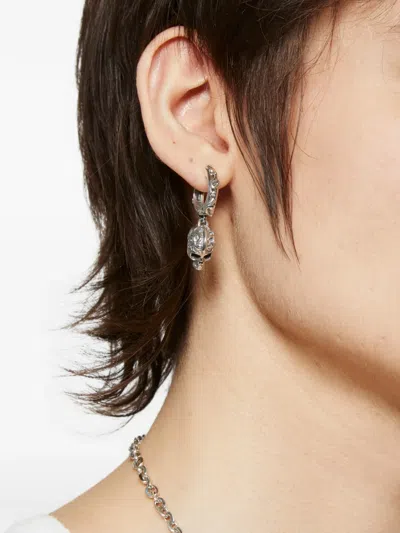 Emanuele Bicocchi Flourish Skull Earring In Silver