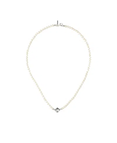 Emanuele Bicocchi Skull Pearl Necklace In White
