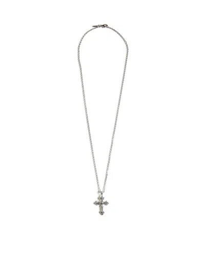 Emanuele Bicocchi Small Avelli Cross Pendant Necklace In Metallic