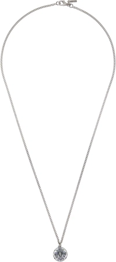 Emanuele Bicocchi Small Lily Coin Pendant Necklace In Silver