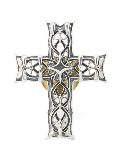 Emanuele Bicocchi Small Notre-dame Cross Brooch In Silver