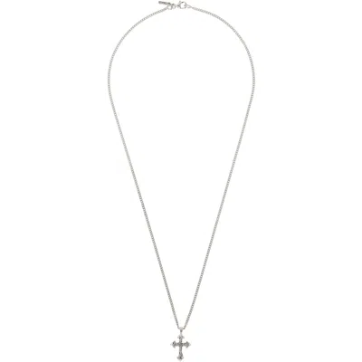 Emanuele Bicocchi Small Rose Cross Necklace In Silver
