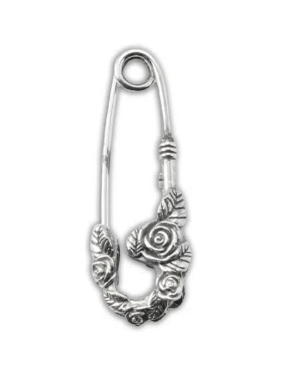 Emanuele Bicocchi Small Rose-detail Safety-pin Earrings In Metallic