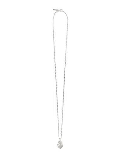 Emanuele Bicocchi Small Sacred Heart Necklace In Metallic