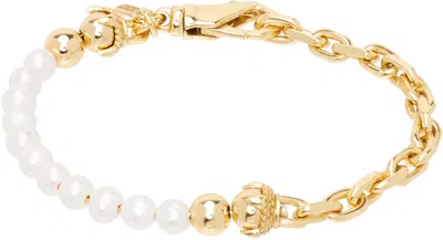 Emanuele Bicocchi Ssense Exclusive Gold Pearl Bracelet