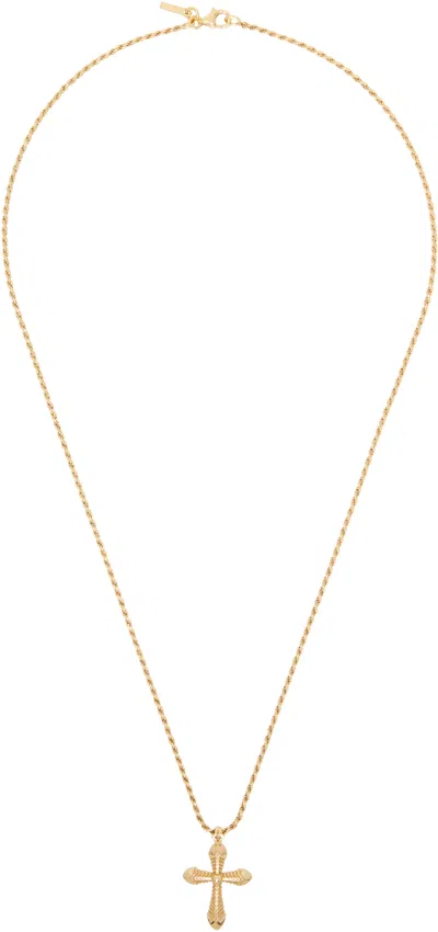 Emanuele Bicocchi Ssense Exclusive Gold Thin Cross Necklace