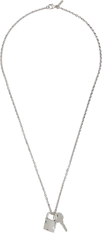Emanuele Bicocchi Ssense Exclusive Key & Padlock Necklace In Silver