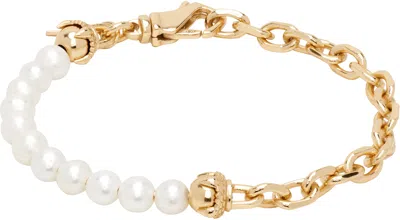 Emanuele Bicocchi Ssense Exclusive Pearl Bracelet In Gold