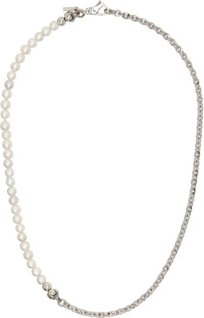 Emanuele Bicocchi Ssense Exclusive Pearl Necklace In Silver