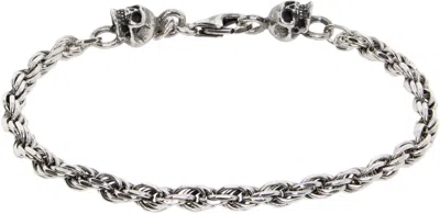 Emanuele Bicocchi Ssense Exclusive Rope Chain Skulls Bracelet In Silver