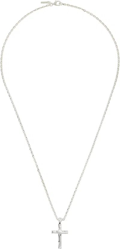 Emanuele Bicocchi Ssense Exclusive Silver Polished Cross Necklace