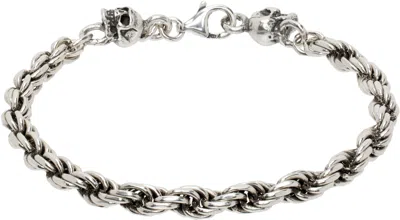Emanuele Bicocchi Ssense Exclusive Silver Skull Bracelet