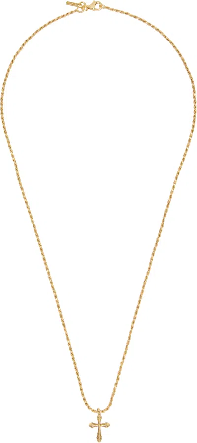 Emanuele Bicocchi Ssense Exclusive Thin Cross Necklace In Gold