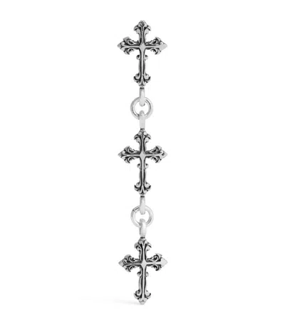 Emanuele Bicocchi Sterling Silver Cross Drop Single Earring In White