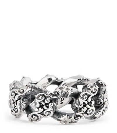 Emanuele Bicocchi Sterling Silver Flourishing Chain Ring