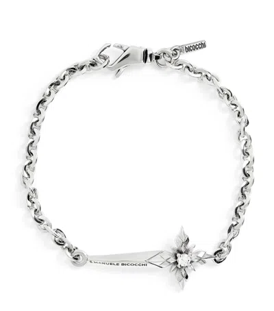 Emanuele Bicocchi Sterling Silver Pugnale Cross Bracelet In Metallic