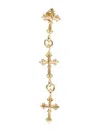 Emanuele Bicocchi Sterling Silver Single Earring With Three Avelli Crosses In Gold