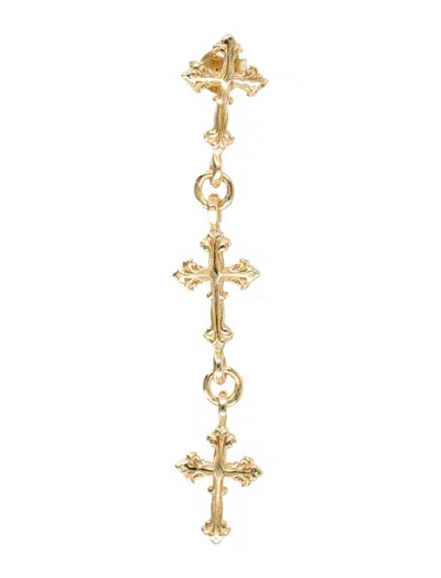 Emanuele Bicocchi Sterling Silver Single Earring With Three Avelli Crosses In Gold