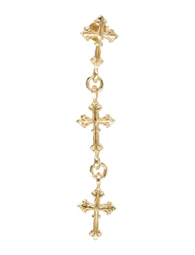 Emanuele Bicocchi Sterling Silver Single Earring With Three Avelli Crosses In Gold