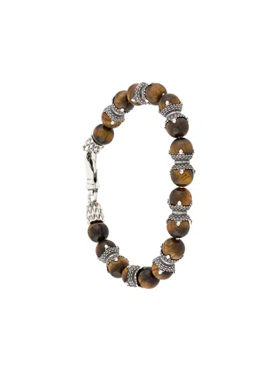 Emanuele Bicocchi Tiger Eye Beaded Bracelet In Brown