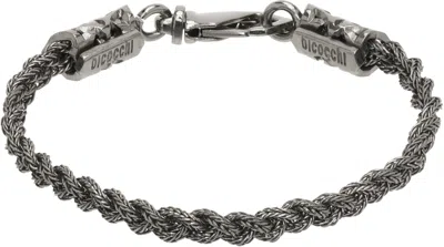 Emanuele Bicocchi Tiny Braided Bracelet In Gray