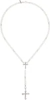 Emanuele Bicocchi White Pearl Rosary Necklace In Silver