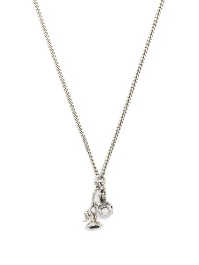 Emanuele Bicocchi Wild Rose Pendant Necklace In Silver