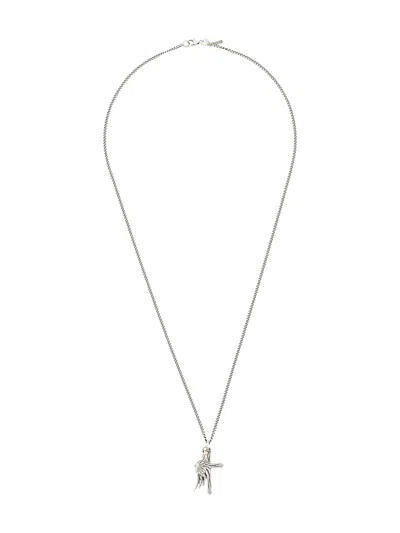 Emanuele Bicocchi Wing And Cross Pendant Necklace In Silver
