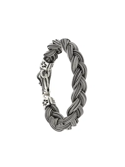 Emanuele Bicocchi Sterling Silver Braided Tassel Bracelet In Metallic
