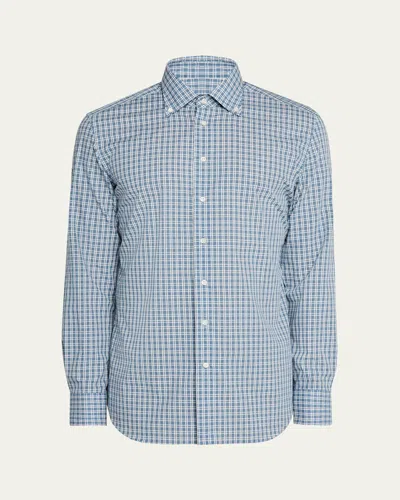 Emanuele Maffeis Men's Button-collar Check Sport Shirt In Blue