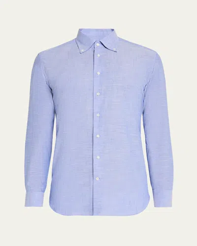 Emanuele Maffeis Men's Button-collar Cotton Sport Shirt In Lt Blue