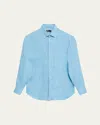 Emanuele Maffeis Men's Cotton Button-collar Sport Shirt In Blue