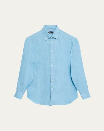 Emanuele Maffeis Men's Cotton Button-collar Sport Shirt In Blue