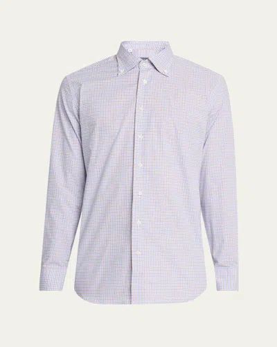 Emanuele Maffeis Men's Cotton Graph Check Sport Shirt In Brn Blue
