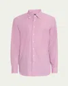 Emanuele Maffeis Men's Cotton Micro-gingham Sport Shirt In Pink Wht