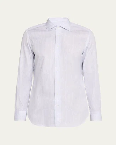 Emanuele Maffeis Men's Cotton Mini Check Dress Shirt In Wht Lt Lbue Pink