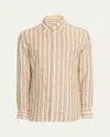 Emanuele Maffeis Men's Cotton Multi-stripe Sport Shirt In Brn Yllw Wht