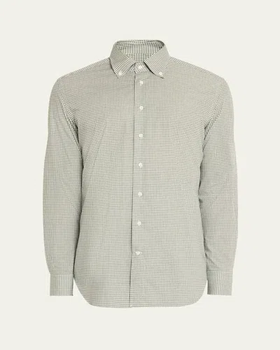Emanuele Maffeis Men's Micro-gingham Sport Shirt In Grn White