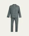 Emanuele Maffeis Men's Plaid Cotton Flannel Long Pajama Set In Blue