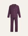 Emanuele Maffeis Men's Plaid Flannel Long Pajama Set With Piping In Red