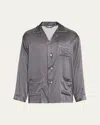 Emanuele Maffeis Men's Silk Micro-geometric Long Pajama Set With Piping