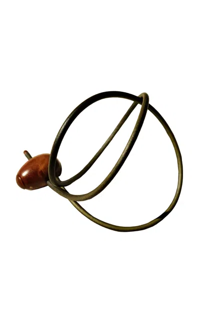 Emanuele Pantanella Design Mahogany And Green Leather Uovo Belt
