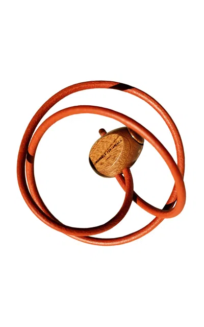 Emanuele Pantanella Design Mahogany And Orange Leather Uovo Belt